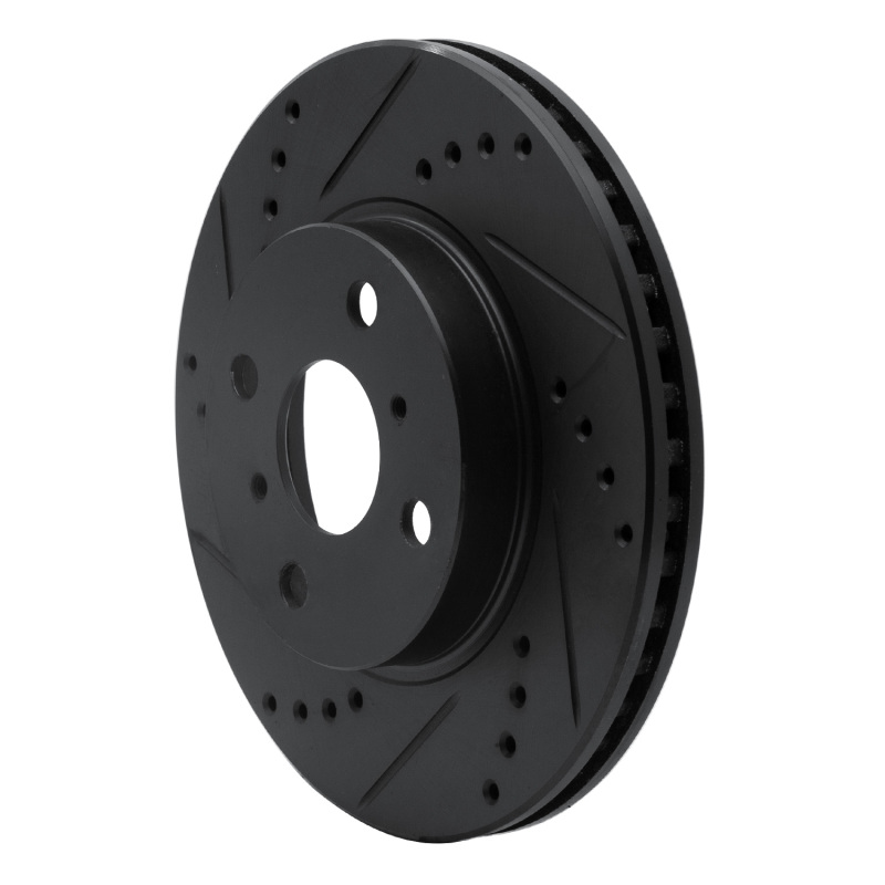 Scion IQ Brake Rotor (1) - Front Left - R1 Concepts - Drilled & Slotted - Black - `06-`19